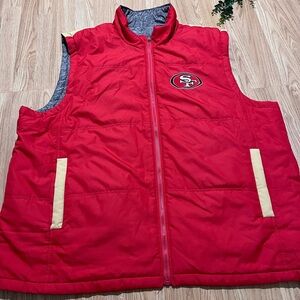 San Francisco 49ers Men's Red Yellow Gray Full-Zip Reversible Puffer Vest 3XL